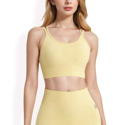 Anna-Kaci Women's Ribbed Seamless Sports Bra with Crisscross Back