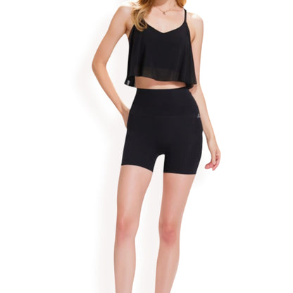 Anna-Kaci Women's High-Waisted Stretchy Biker Shorts with Back Pocket