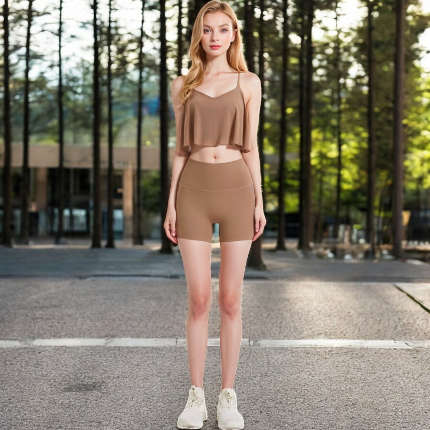 Anna-Kaci Women's High-Waisted Stretchy Biker Shorts with Back Pocket