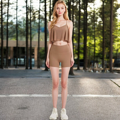 Anna-Kaci Women's High-Waisted Stretchy Biker Shorts with Back Pocket