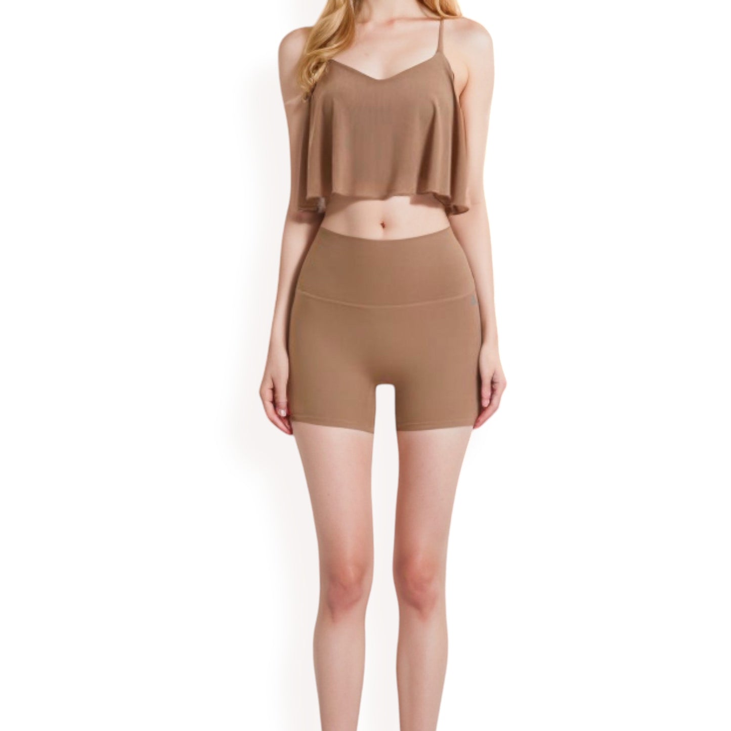 Anna-Kaci Women's High-Waisted Stretchy Biker Shorts with Back Pocket