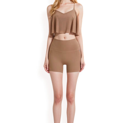 Anna-Kaci Women's High-Waisted Stretchy Biker Shorts with Back Pocket