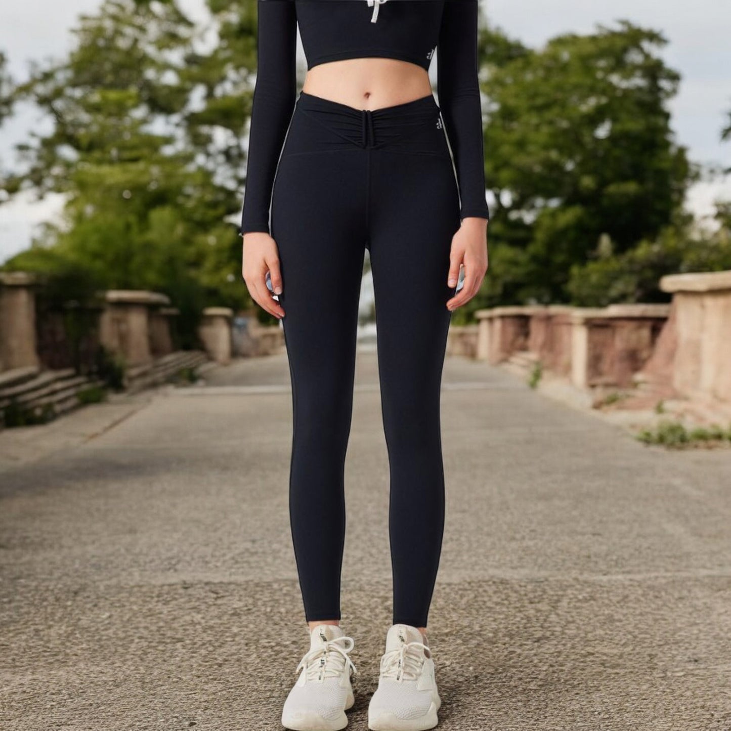 Anna-Kaci Women's High-Waist Twist Detail Full-Length Leggings