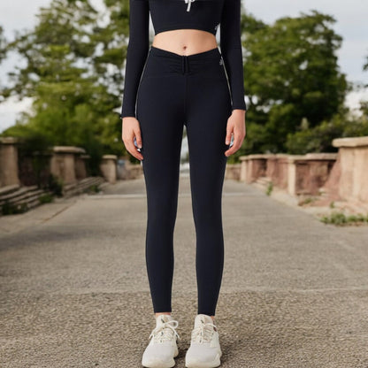 Anna-Kaci Women's High-Waist Twist Detail Full-Length Leggings