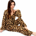Anna-Kaci Women's Leopard Print Lounge Set with Tie-Front Peplum Top and Wide-Leg Pants
