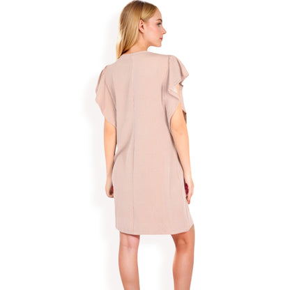 Anna-Kaci Women's Ruffle Sleeve Textured Knit Mini Shift Dress