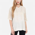 Anna-Kaci Women's Textured Knit Hooded Pullover with Short Sleeves and Drawstring Detail