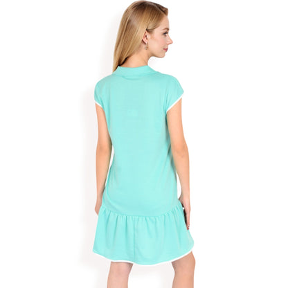 Anna-Kaci Women's Zip-Up Collared Dress with Ruffle Hem