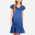 Anna-Kaci Women's Ruffle Sleeve V-Neck Dress with Tiered Hem and Relaxed Fit