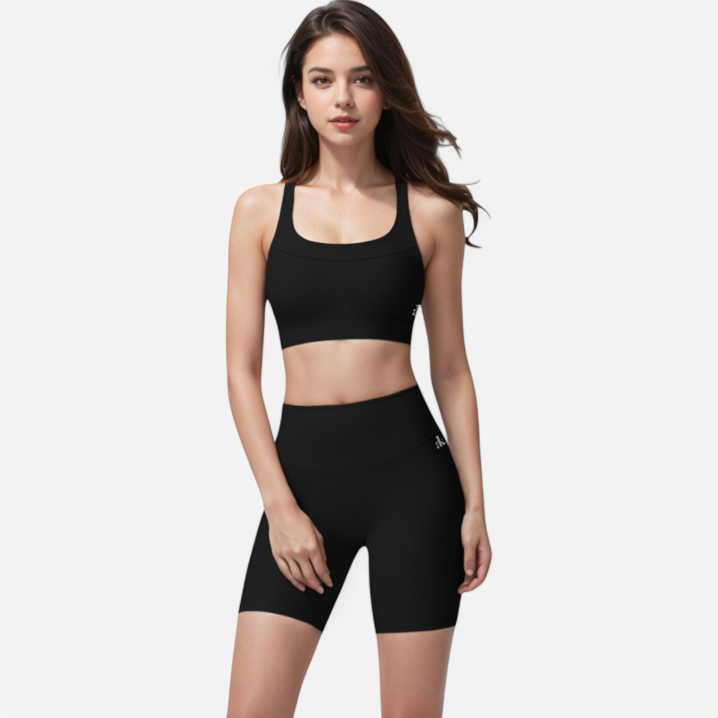 Anna-Kaci Active Women's Seamless Ribbed Sports Bra with Scoop Neck and Wide Straps