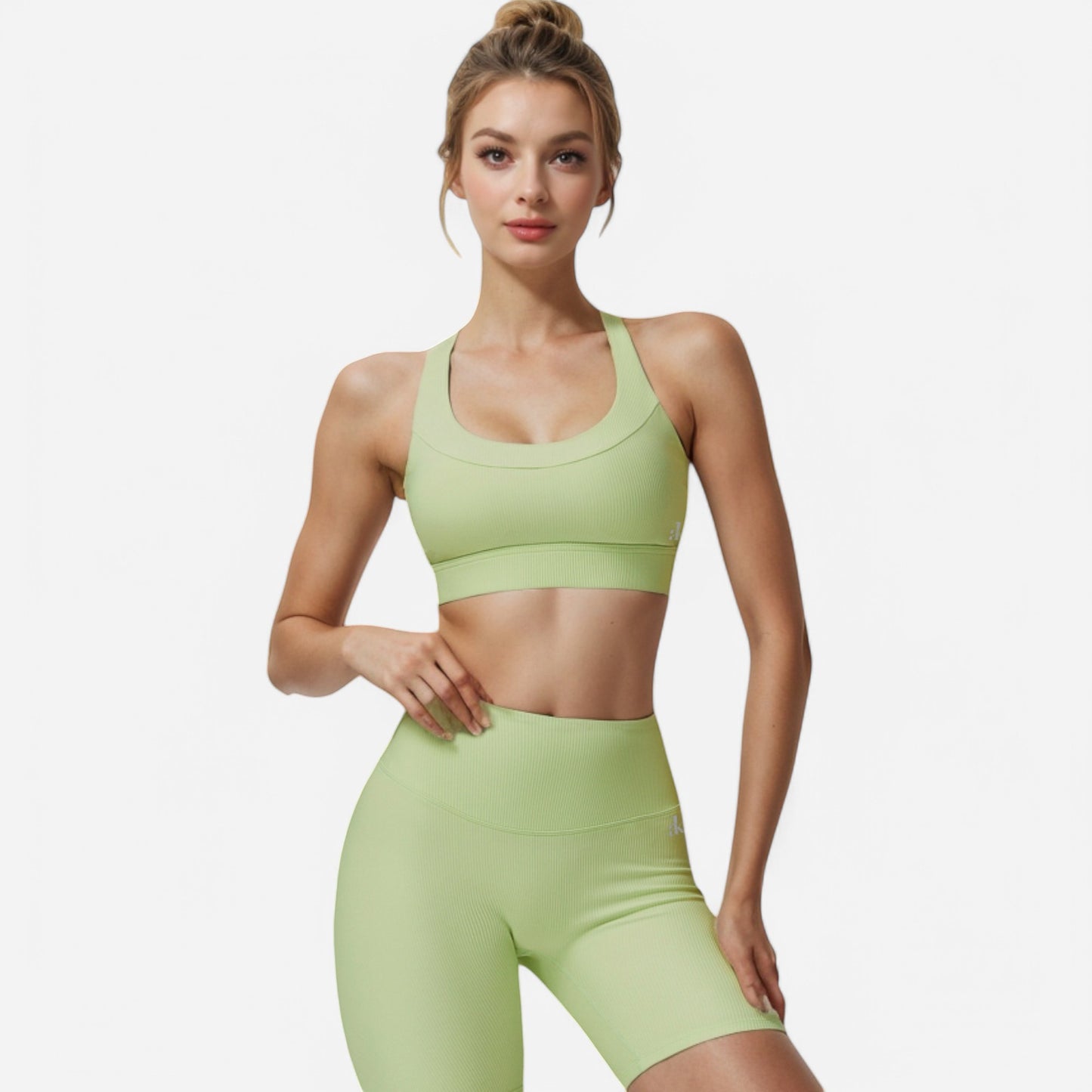 Anna-Kaci Active Women's Seamless Ribbed Sports Bra with Scoop Neck and Wide Straps