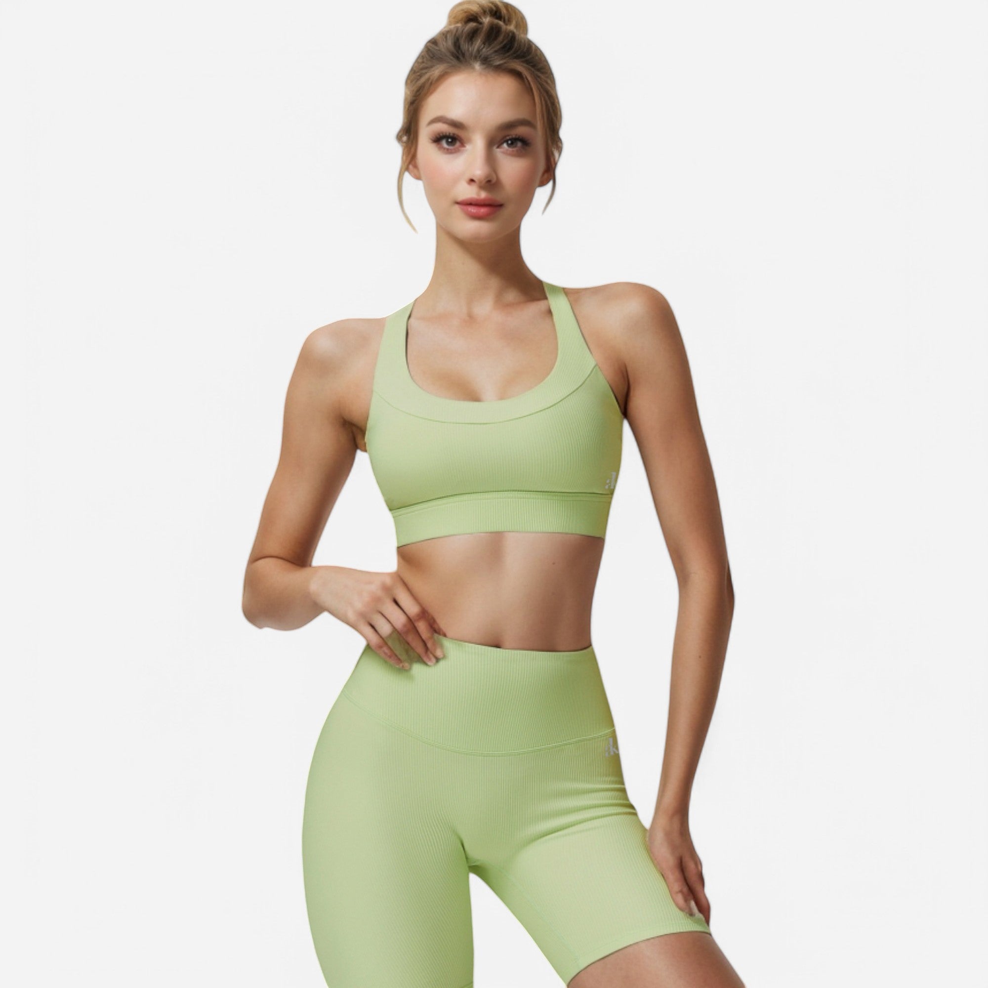 Anna-Kaci Active Women's Seamless Ribbed Sports Bra with Scoop Neck and Wide Straps