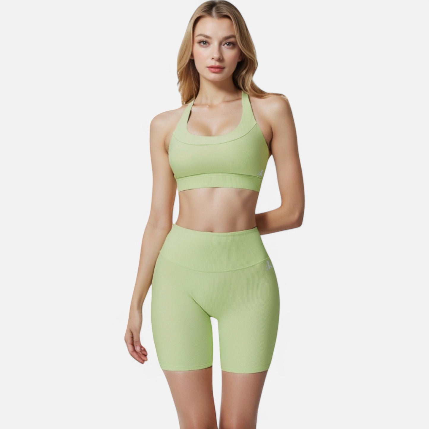 Anna-Kaci Active Women's Seamless Ribbed Sports Bra with Scoop Neck and Wide Straps
