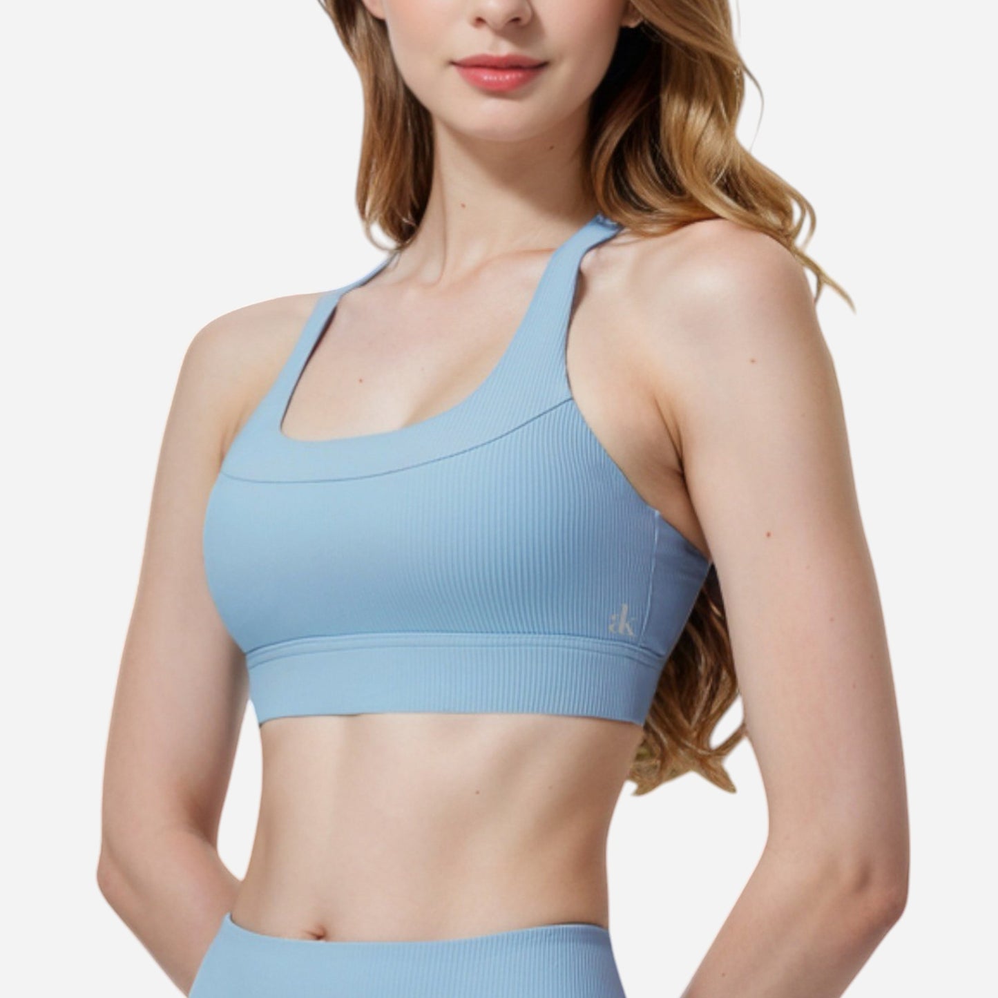 Anna-Kaci Active Women's Seamless Ribbed Sports Bra with Scoop Neck and Wide Straps
