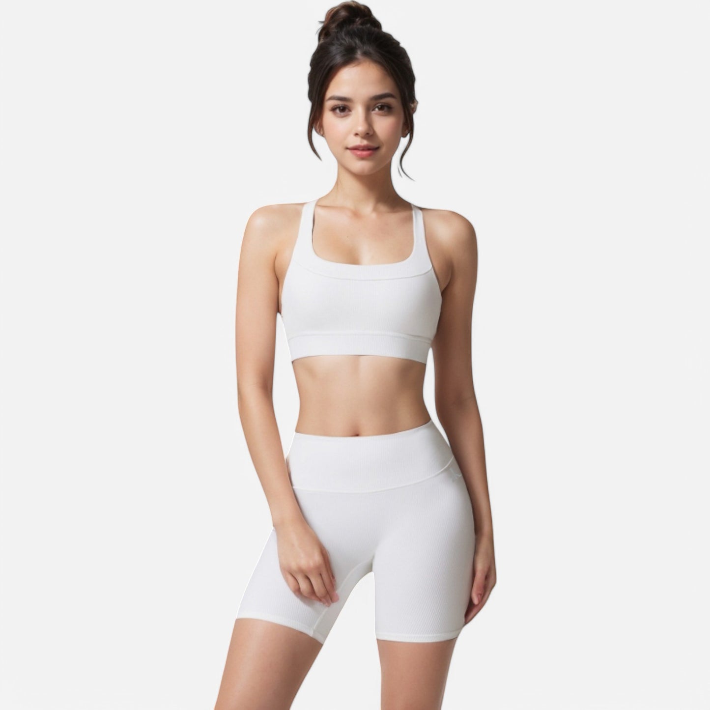 Anna-Kaci Active Women's Seamless Ribbed Sports Bra with Scoop Neck and Wide Straps