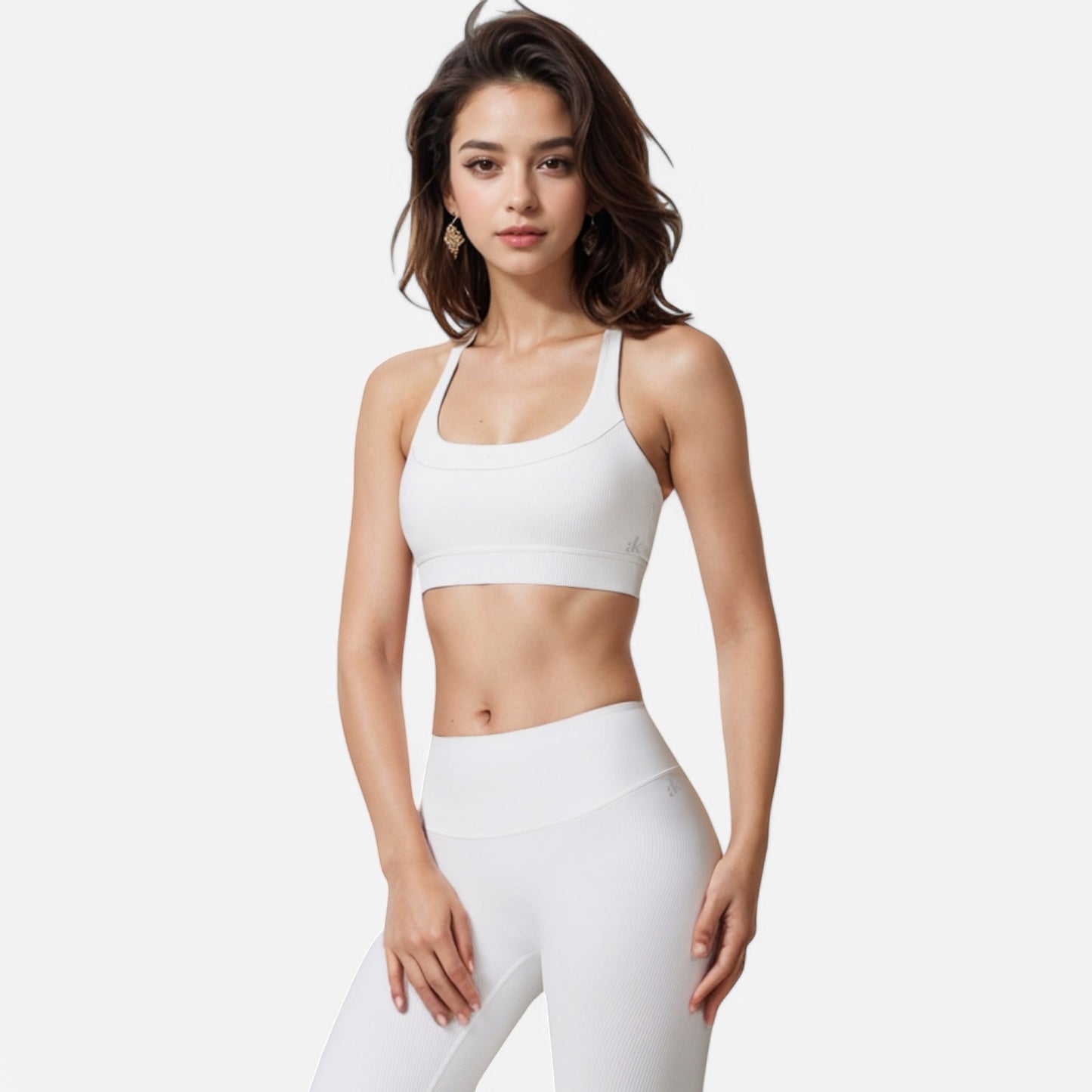 Anna-Kaci Active Women's Seamless Ribbed Sports Bra with Scoop Neck and Wide Straps