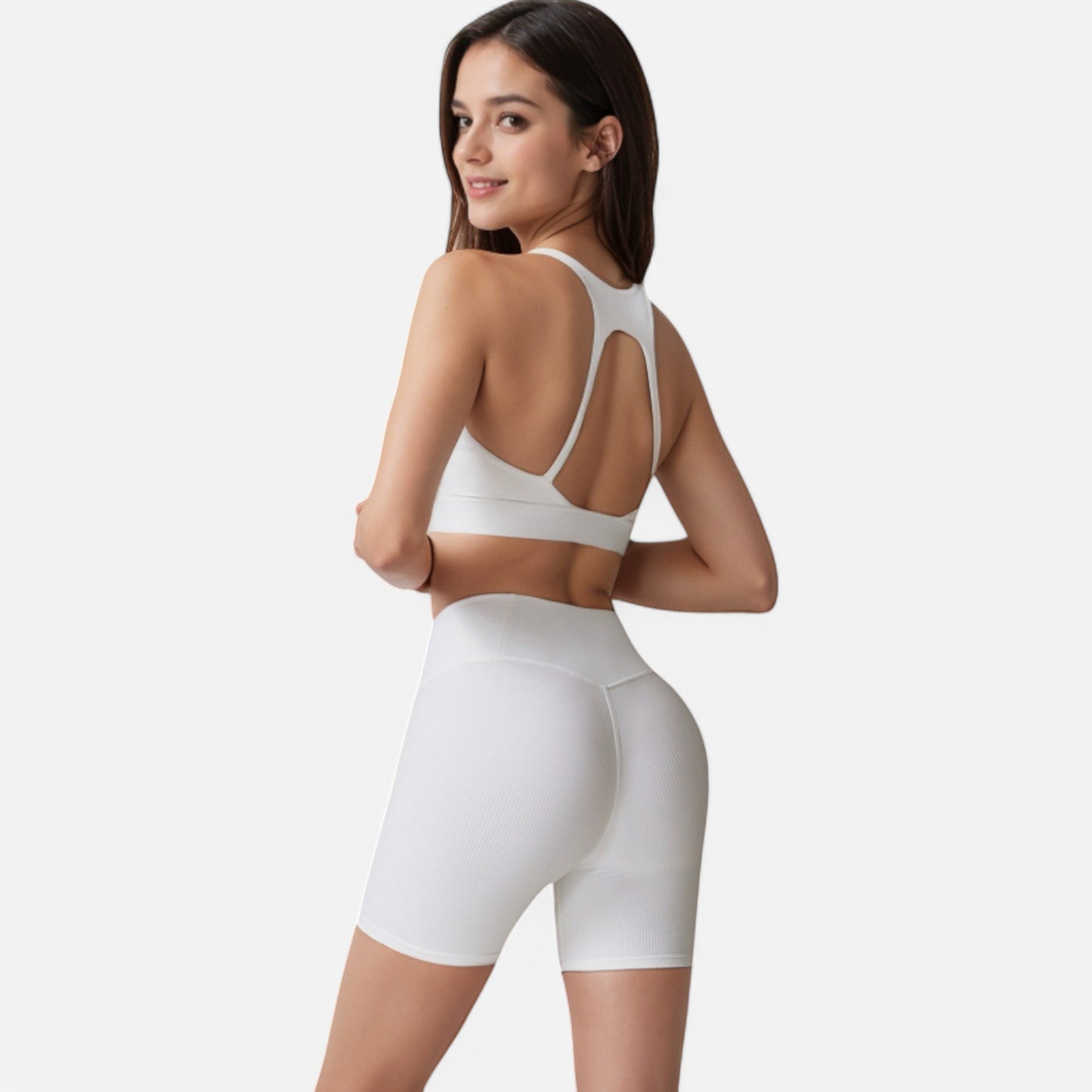 Anna-Kaci Active Women's Seamless Ribbed Sports Bra with Scoop Neck and Wide Straps