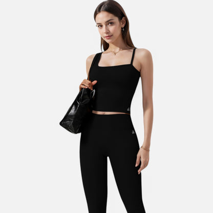 Anna-Kaci Active Women's Fitted Square Neck Tank Top with Spaghetti Straps