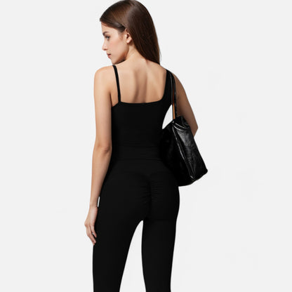 Anna-Kaci Active Women's Fitted Square Neck Tank Top with Spaghetti Straps