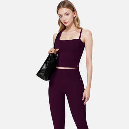 Anna-Kaci Active Women's Fitted Square Neck Tank Top with Spaghetti Straps