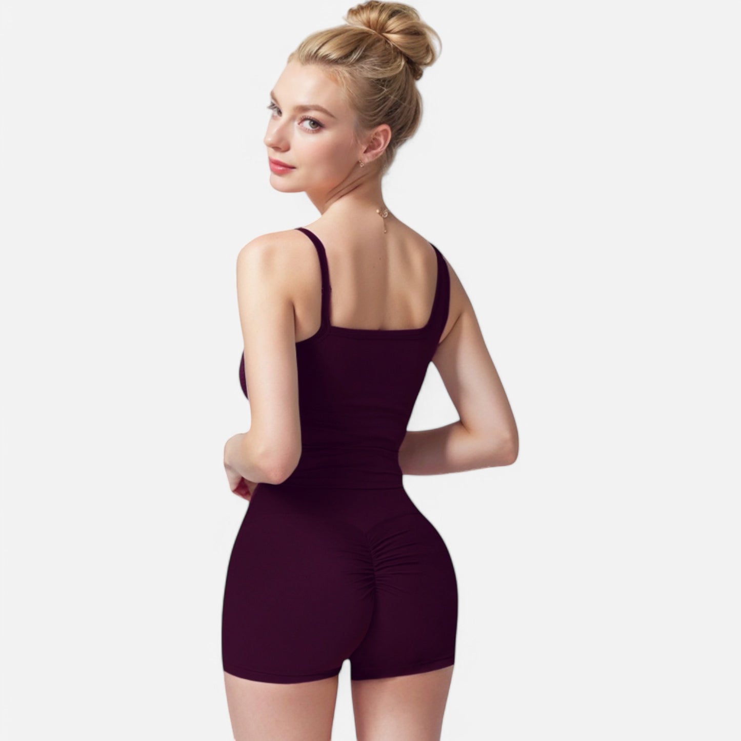 Anna-Kaci Active Women's Fitted Square Neck Tank Top with Spaghetti Straps