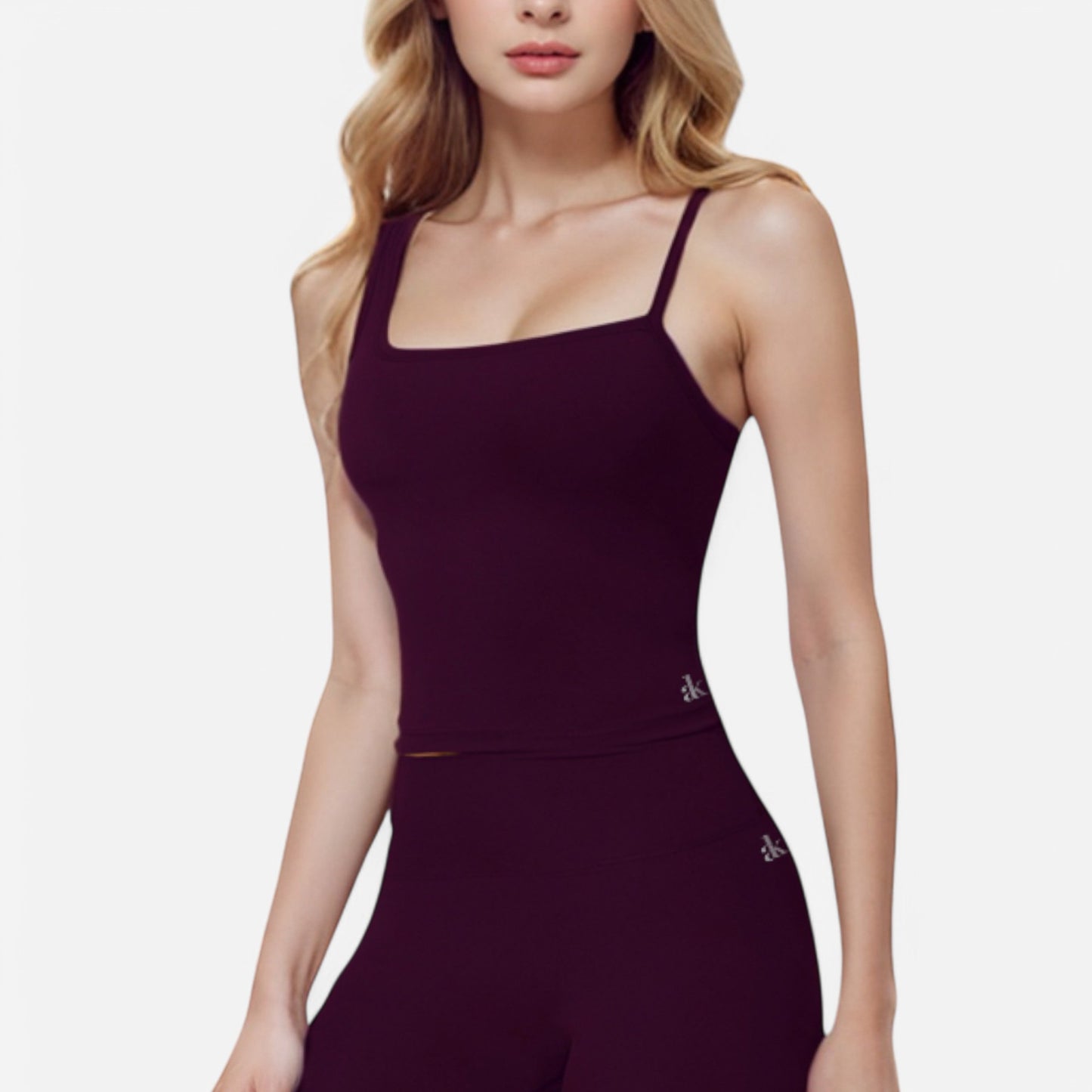 Anna-Kaci Active Women's Fitted Square Neck Tank Top with Spaghetti Straps
