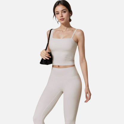 Anna-Kaci Active Women's Fitted Square Neck Tank Top with Spaghetti Straps
