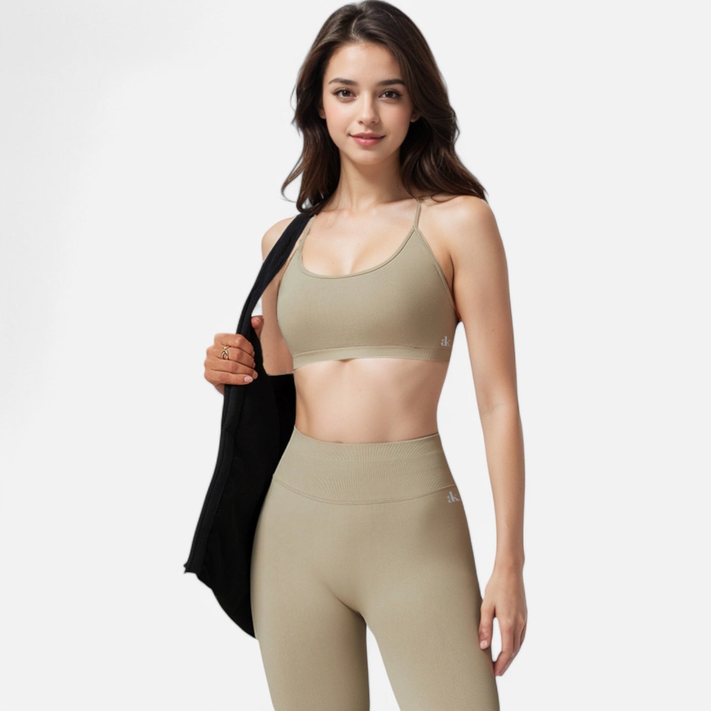 Anna-Kaci Active Women's Seamless Sports Bra with Scoop Neck and Thin Fixed Straps