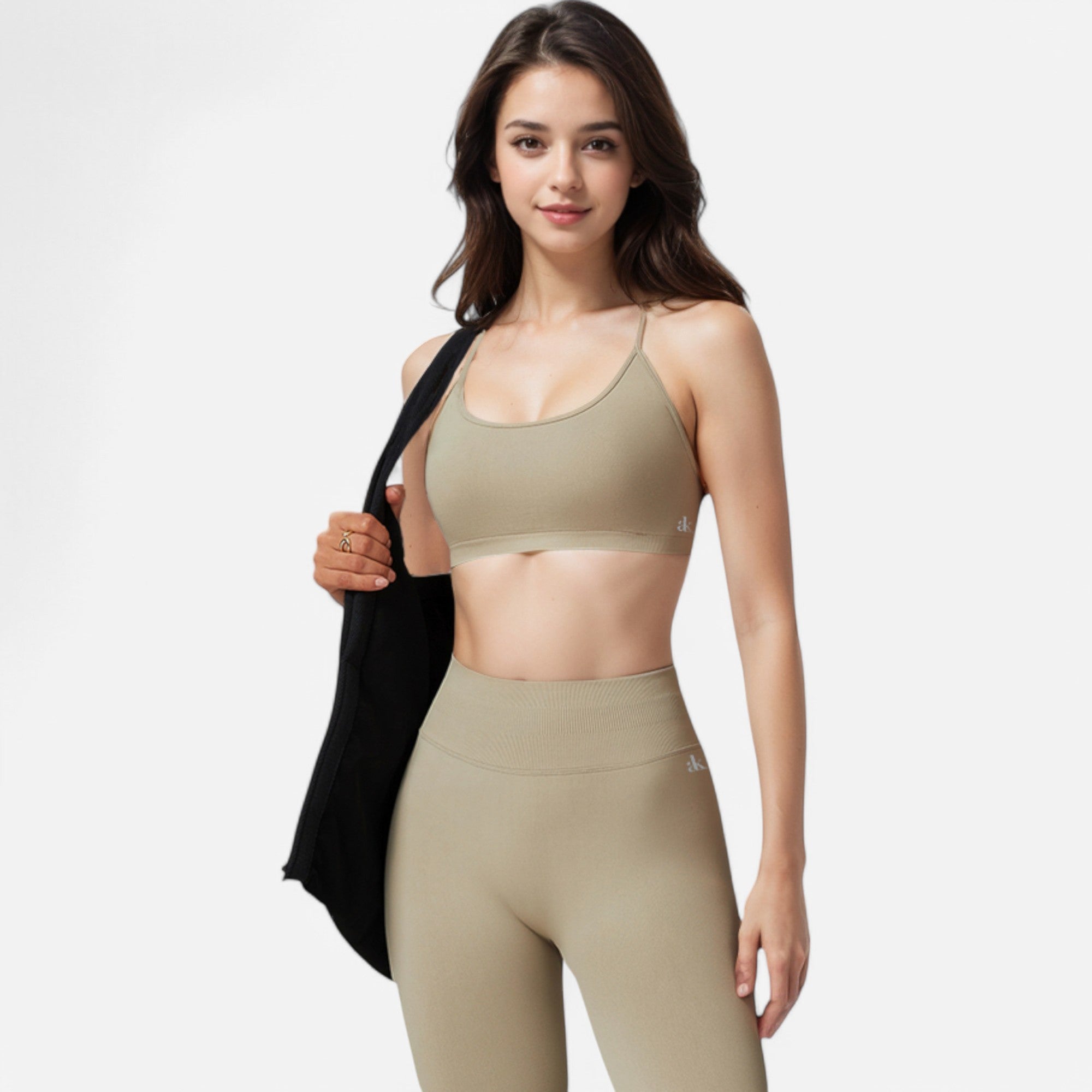 Anna-Kaci Active Women's Seamless Sports Bra with Scoop Neck and Thin Fixed Straps