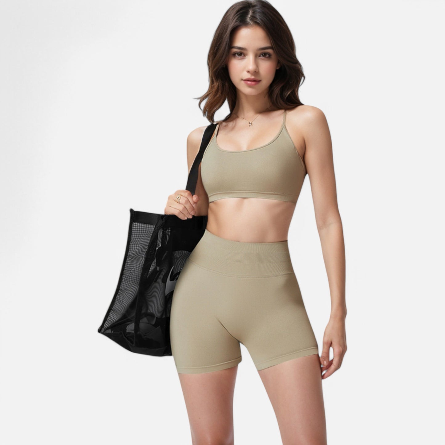 Anna-Kaci Active Women's Seamless Sports Bra with Scoop Neck and Thin Fixed Straps