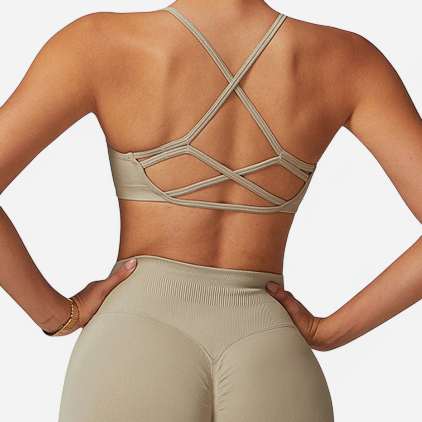 Anna-Kaci Active Women's Seamless Sports Bra with Scoop Neck and Thin Fixed Straps