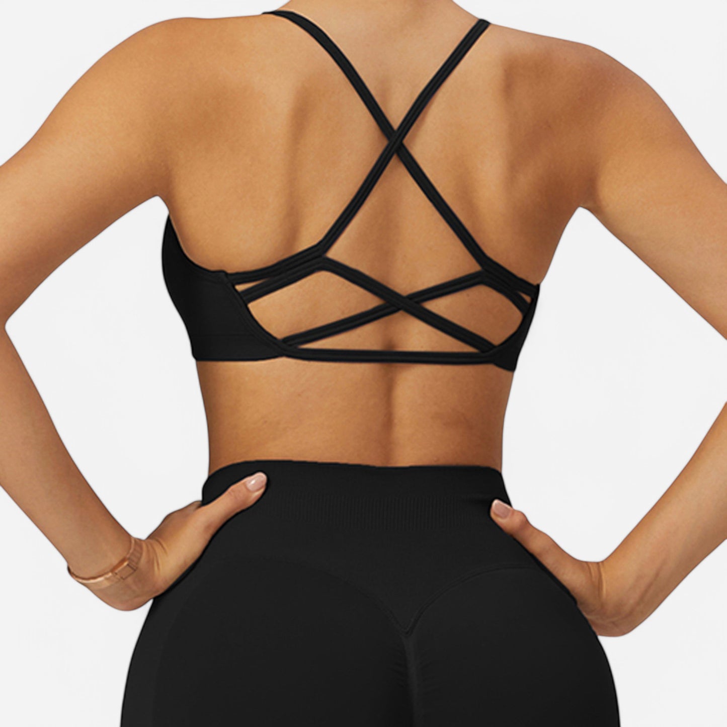 Anna-Kaci Active Women's Seamless Sports Bra with Scoop Neck and Thin Fixed Straps
