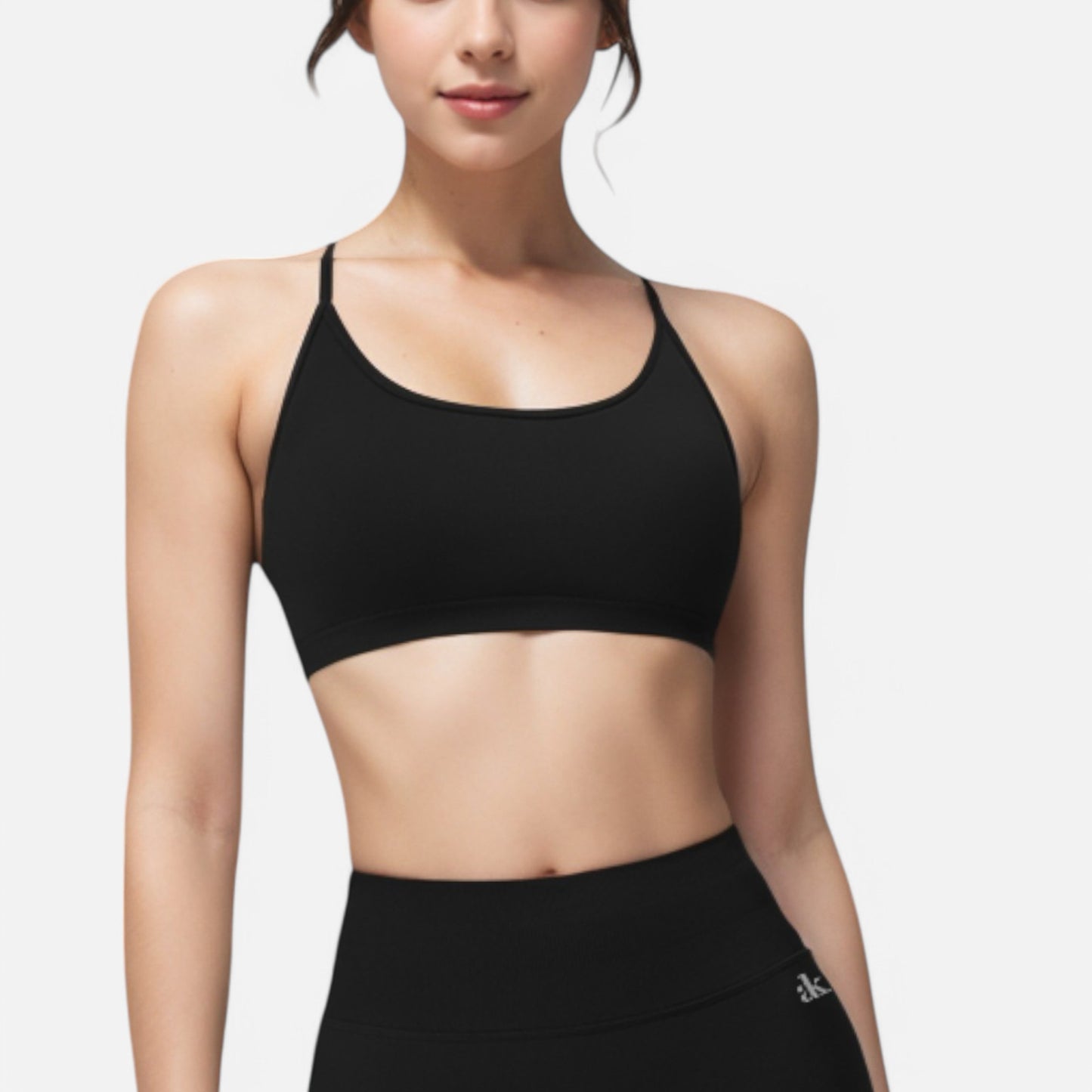 Anna-Kaci Active Women's Seamless Sports Bra with Scoop Neck and Thin Fixed Straps