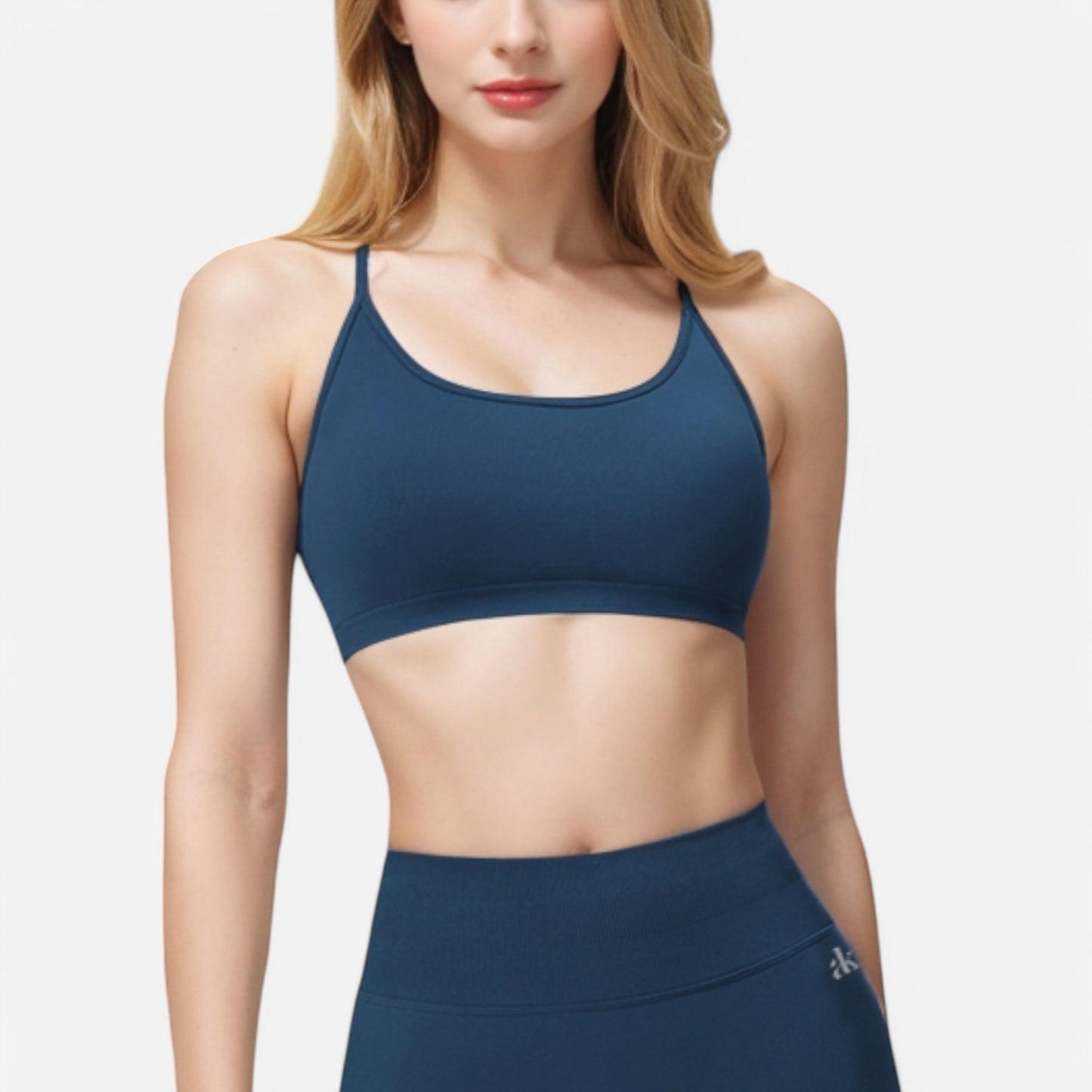 Anna-Kaci Active Women's Seamless Sports Bra with Scoop Neck and Thin Fixed Straps