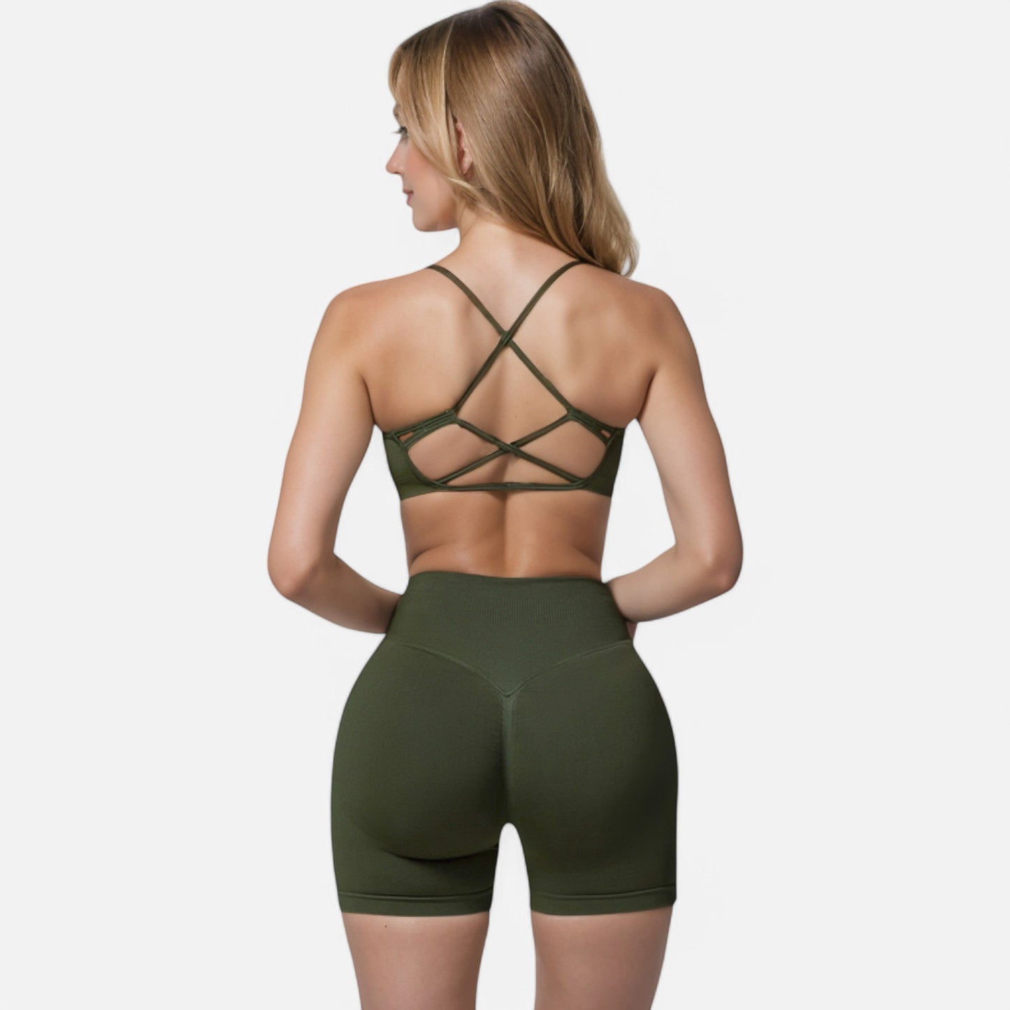Anna-Kaci Active Women's Seamless Sports Bra with Scoop Neck and Thin Fixed Straps