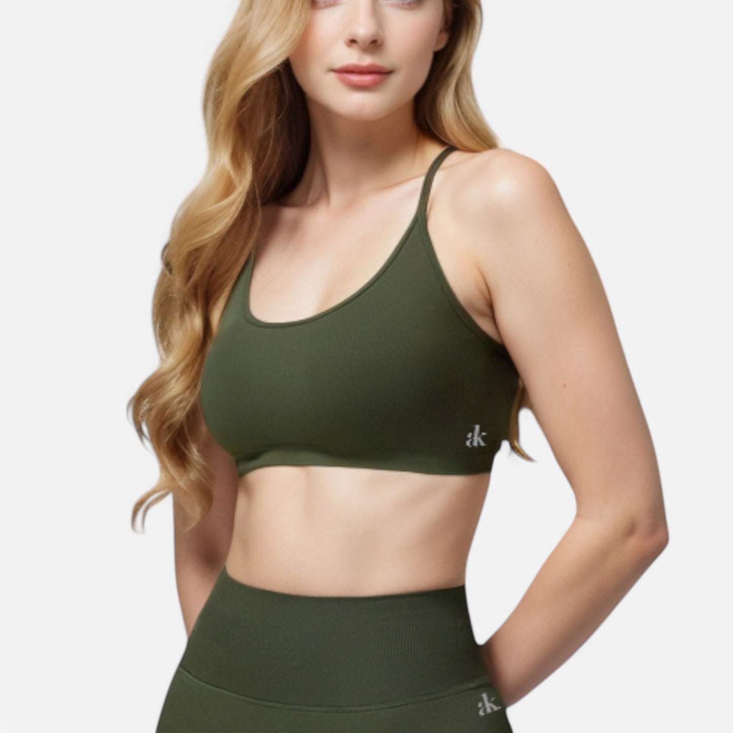 Anna-Kaci Active Women's Seamless Sports Bra with Scoop Neck and Thin Fixed Straps