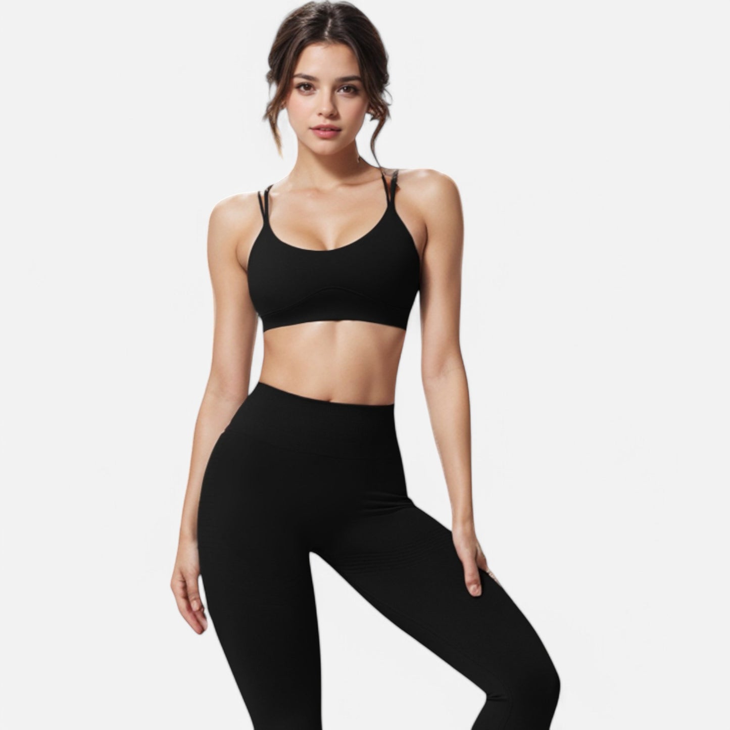 Anna-Kaci Active Women's Double Strap Sports Bra with V-Neckline and Soft Support