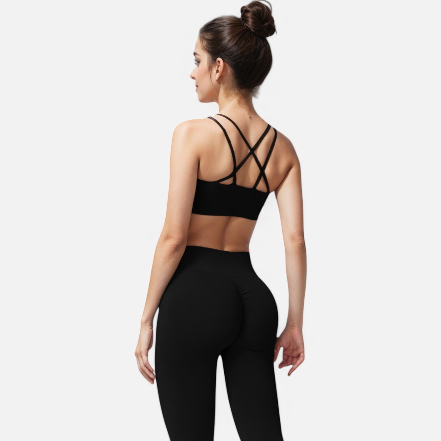 Anna-Kaci Active Women's Double Strap Sports Bra with V-Neckline and Soft Support