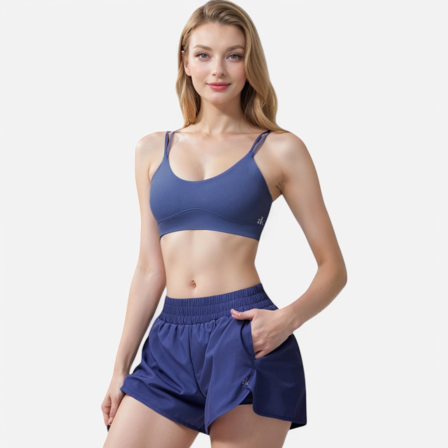 Anna-Kaci Active Women's Double Strap Sports Bra with V-Neckline and Soft Support