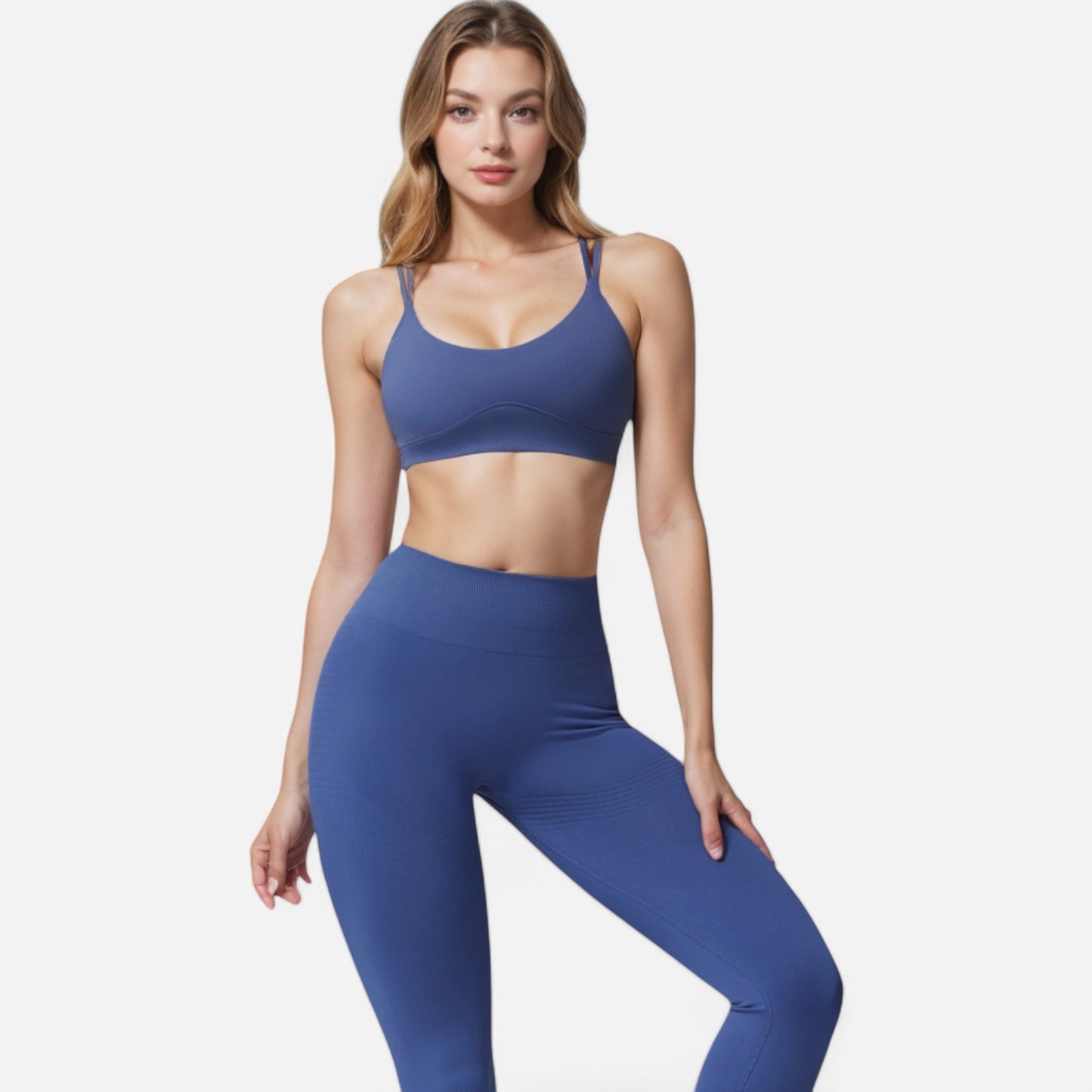 Anna-Kaci Active Women's Double Strap Sports Bra with V-Neckline and Soft Support