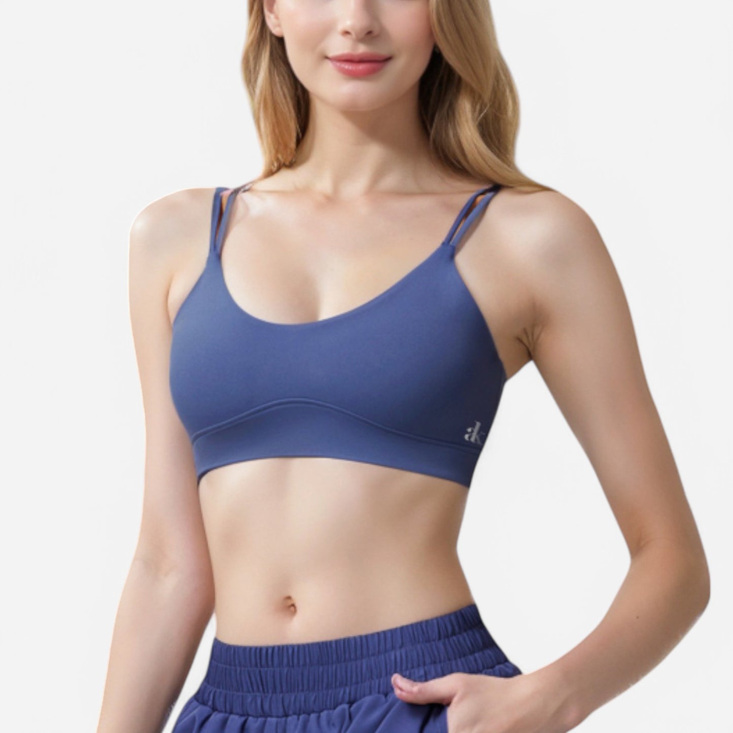 Anna-Kaci Active Women's Double Strap Sports Bra with V-Neckline and Soft Support