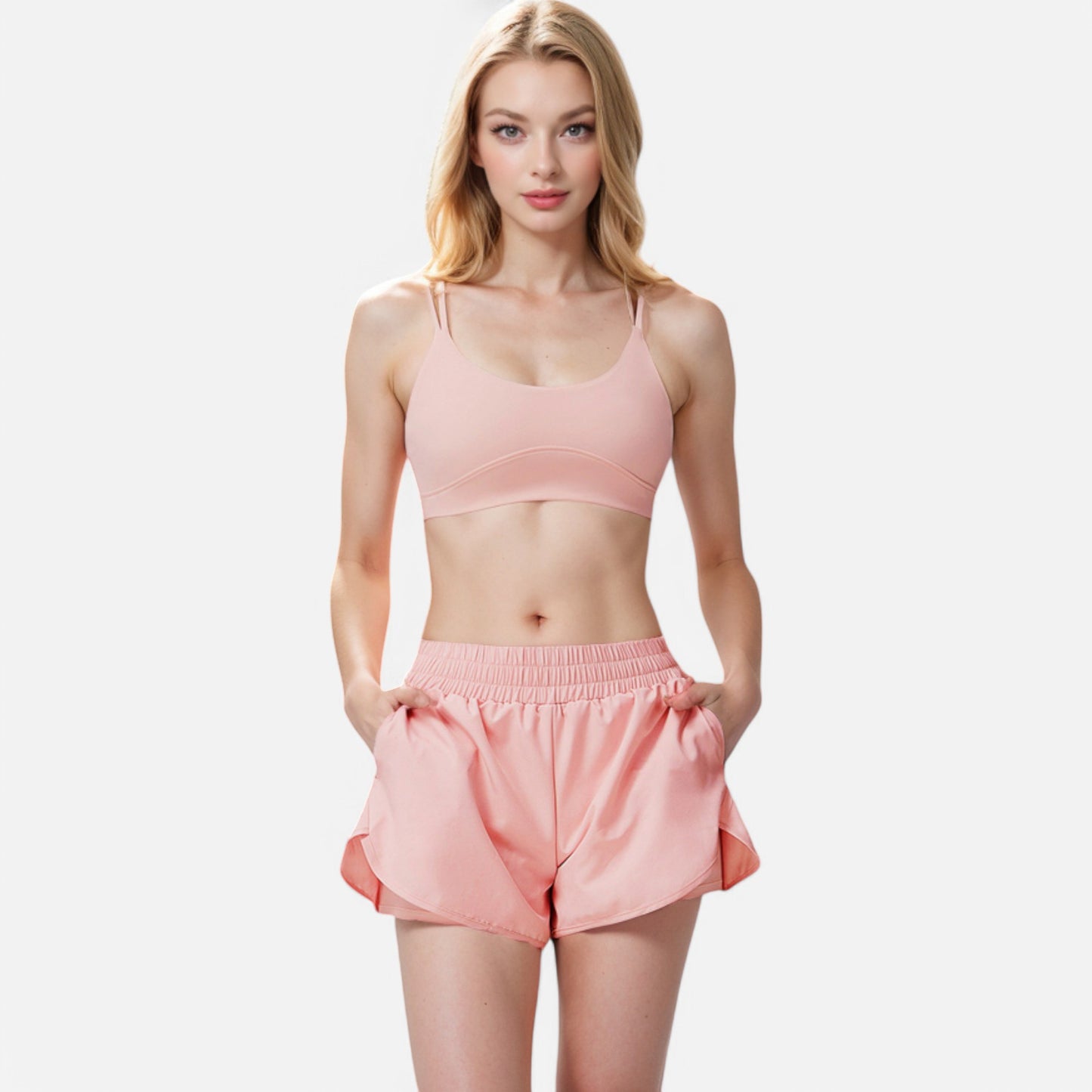 Anna-Kaci Active Women's Double Strap Sports Bra with V-Neckline and Soft Support