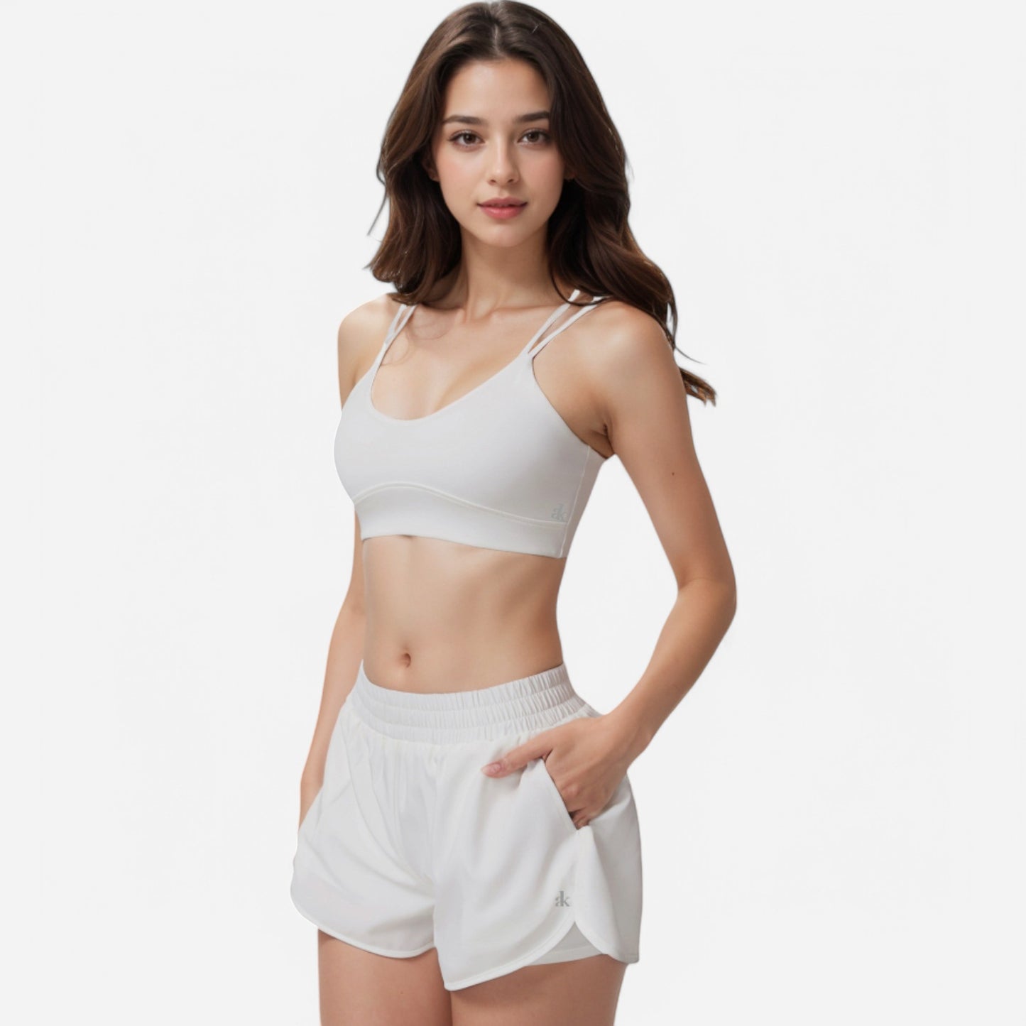 Anna-Kaci Active Women's Double Strap Sports Bra with V-Neckline and Soft Support