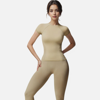 Anna-Kaci Active Women's Short Sleeve Seamless Fitted Tee with Crew Neck and Stretch Fabric