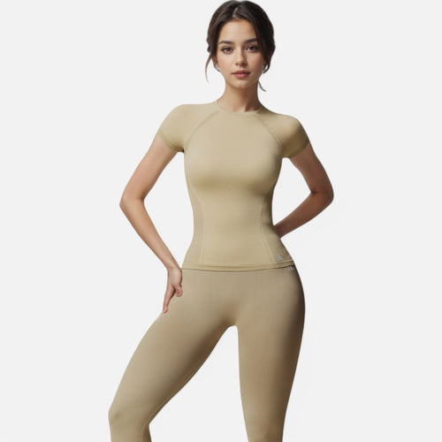 Anna-Kaci Active Women's Short Sleeve Seamless Fitted Tee with Crew Neck and Stretch Fabric