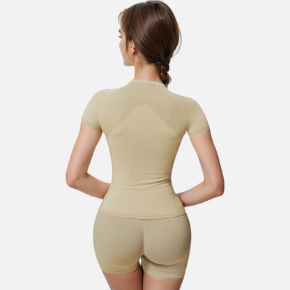 Anna-Kaci Active Women's Short Sleeve Seamless Fitted Tee with Crew Neck and Stretch Fabric