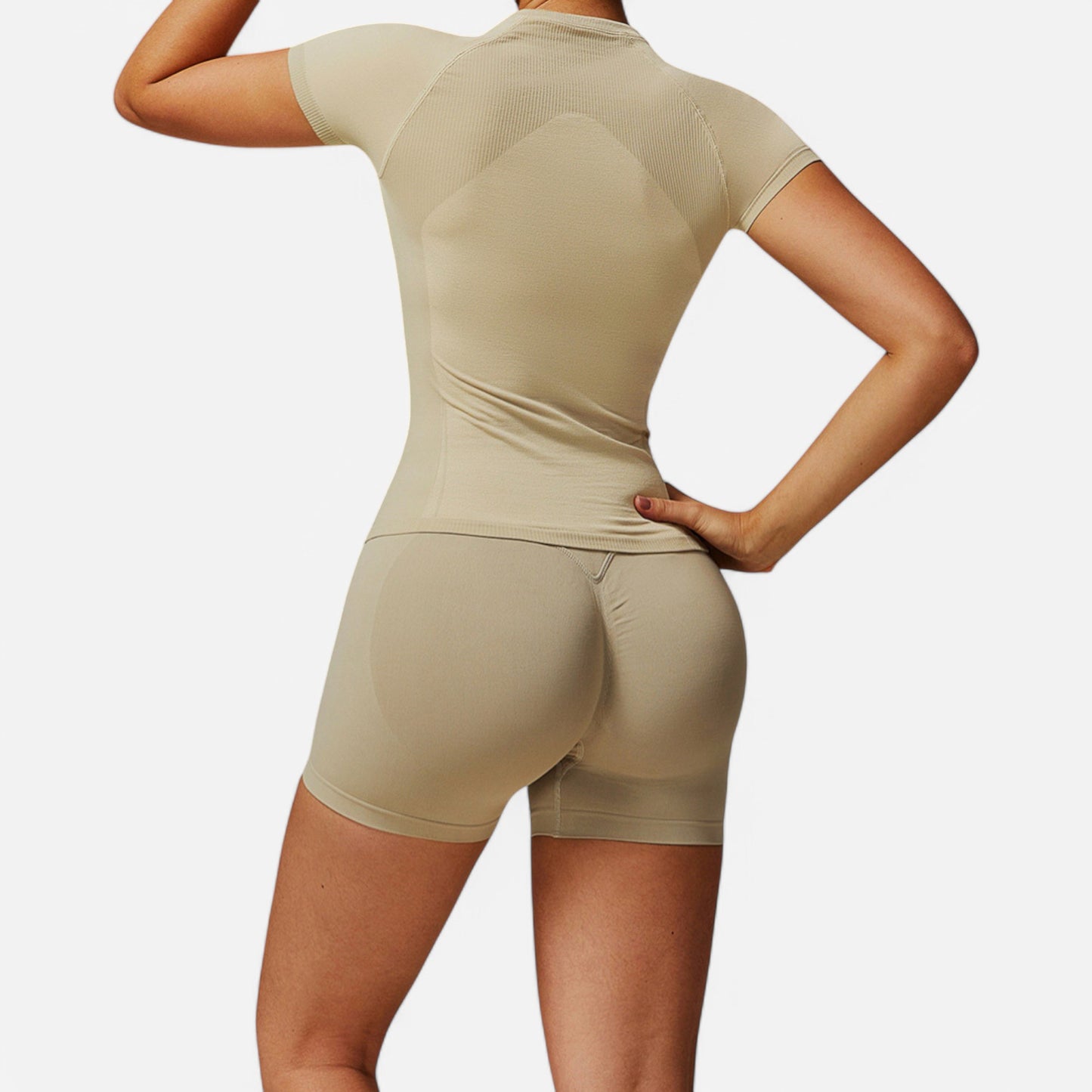 Anna-Kaci Active Women's Short Sleeve Seamless Fitted Tee with Crew Neck and Stretch Fabric