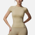 Anna-Kaci Active Women's Short Sleeve Seamless Fitted Tee with Crew Neck and Stretch Fabric