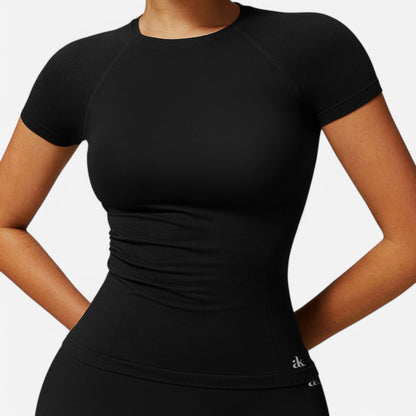 Anna-Kaci Active Women's Short Sleeve Seamless Fitted Tee with Crew Neck and Stretch Fabric