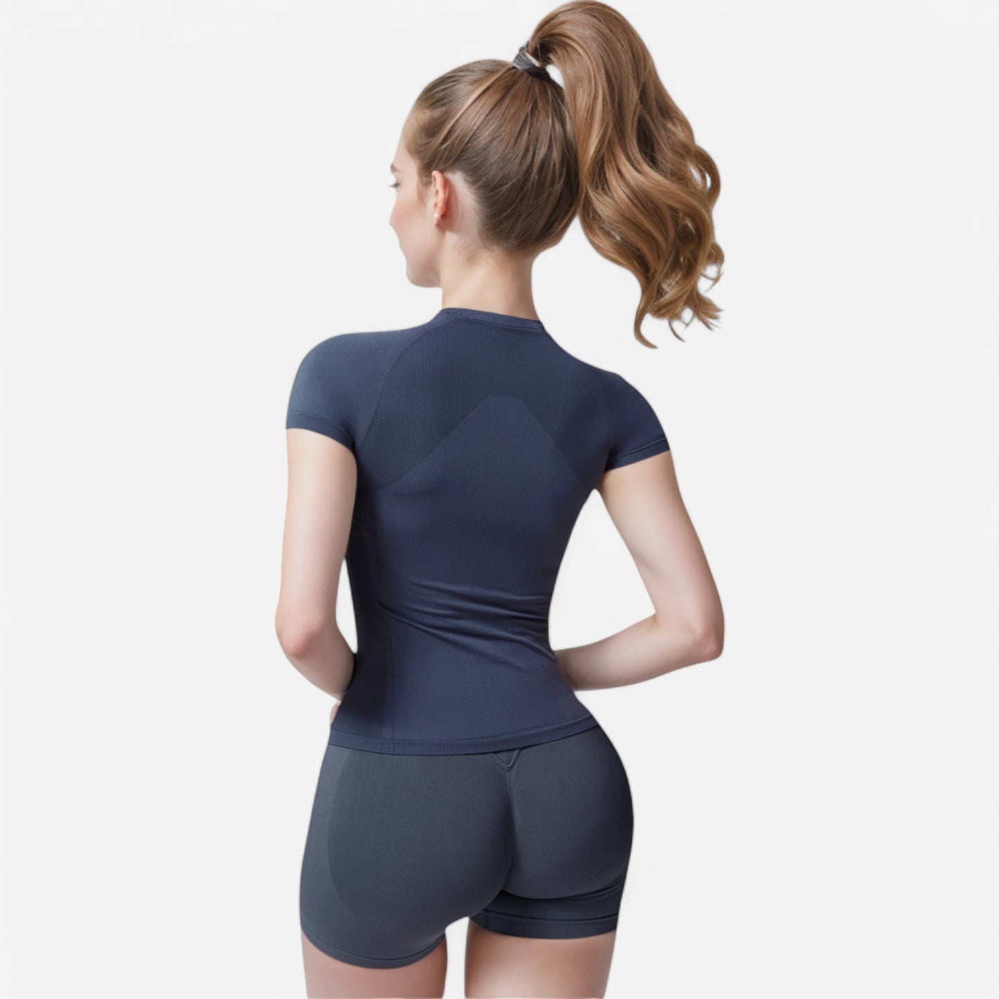 Anna-Kaci Active Women's Short Sleeve Seamless Fitted Tee with Crew Neck and Stretch Fabric